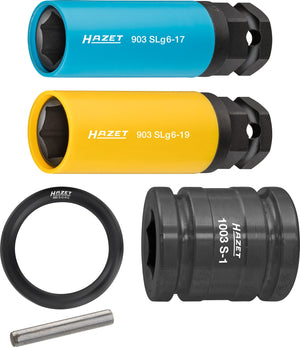 HAZET Impact socket set with special 6-point 903SLG6/5 ∙ Square, hollow 12.5 mm (1/2 inch), Outside hexagon 24 mm ∙ Outside hexagon Traction profile ∙ Number of tools: 5