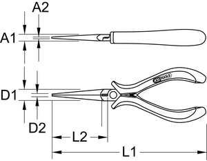 ESD long-nose pliers, straight, without cut, 155mm