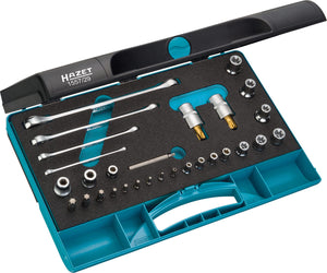 HAZET Tool set TORX® 1557/29 ∙ Square, hollow 6.3 mm (1/4 inch), Square, hollow 10 mm (3/8 inch), Square, hollow 12.5 mm (1/2 inch) ∙ Outside TORX® profile, Tamper-resistant TORX® profile, Inside TORX® profile ∙ Number of tools: 29