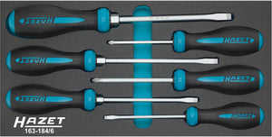 HAZET HEXAnamic® screwdriver set 163-184/6 ∙ Cross recess profile PH, Slot profile ∙∙ 0.8 x 4 – 1.2 x 8 ∙ PH1 – PH2 ∙ Number of tools: 6