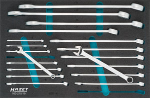 HAZET Combination wrench set 163-210/19 ∙ Outside 12-point traction profile ∙∙ 8 – 34 ∙ Number of tools: 19