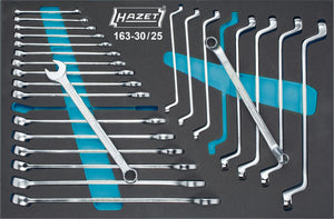 HAZET Combination wrench / double box-end wrench set 163-30/25 ∙ Outside 12-point profile, Outside 12-point traction profile ∙ Number of tools: 25