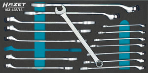 HAZET Combination wrench set 163-428/15 ∙ Outside 12-point profile ∙∙ 6 – 22 ∙ Number of tools: 15