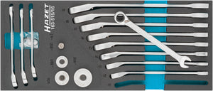 HAZET Ratcheting combination wrench set 163-515/16 ∙ Outside 12-point traction profile ∙ Number of tools: 16
