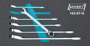 HAZET Ratcheting combination wrench set 163-97/6 ∙ Outside 12-point traction profile ∙∙ 8 – 19 ∙ Number of tools: 6