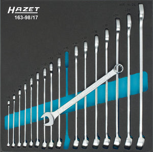 HAZET Combination wrench set 163-98/17 ∙ Outside 12-point traction profile ∙∙ 6 – 24 ∙ Number of tools: 17