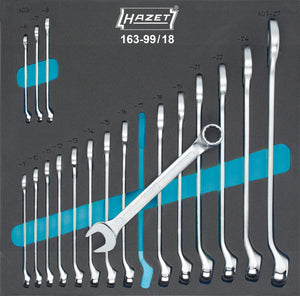 HAZET Combination wrench set 163-99/18 ∙ Outside 12-point profile ∙∙ 6 – 27 ∙ Number of tools: 18