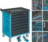 HAZET Tool trolley Assistent with assortment 177-7/217 ∙ Drawers, flat: 6 x 79 x 527 x 348 mm ∙ Drawers, high: 1 x 164 x 527 x 348 mm ∙ Number of tools: 217