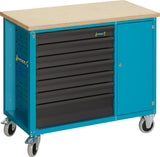 HAZET Mobile work bench with assortment 177W-7/169 ∙ Drawers, flat: 6 x 79 x 527 x 348 mm ∙ Drawers, high: 1 x 164 x 527 x 348 mm ∙ Number of tools: 169