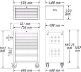 HAZET Tool trolley Assistent 178N-7 ∙ Drawers, flat: 5 x 80 x 527 x 348 mm ∙ Drawers, high: 2 x 165 x 527 x 348 mm