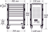 HAZET Tool trolley Assistent 179NT-8-RAL7016 ∙ Drawers, flat: 7 x 81 x 522 x 398 mm ∙ Drawers, high: 1 x 166 x 522 x 398 mm