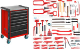 HAZET Tool trolley Assistent 179NX-7/65ALU ∙ Drawers, flat: 5 x 81 x 522 x 398 mm ∙ Drawers, high: 2 x 166 x 522 x 398 mm ∙ Number of tools: 65