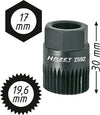 HAZET V-(ribbed) belt pulley adapter 2592 ∙ Outside hexagon 17 mm ∙ Serration profile ∙ 19.6 mm