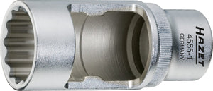 HAZET Injection nozzle socket 4555-1 ∙ Square, hollow 12.5 mm (1/2 inch) ∙ Outside 12-point profile ∙ 27 mm