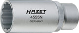 HAZET Injection nozzle socket 4555N ∙ Square, hollow 12.5 mm (1/2 inch) ∙ Outside 12-point profile ∙ 27 mm