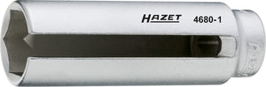 HAZET Lambda probe socket 4680-1 ∙ Square, hollow 12.5 mm (1/2 inch) ∙ Outside hexagon profile ∙ 22 mm