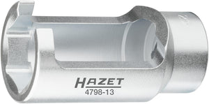 HAZET Injector socket Bosch s  29 mm 4798-13 ∙ Square, hollow 12.5 mm (1/2 inch) ∙ Outside hexagon profile ∙ 29 mm