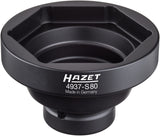 HAZET Commercial vehicle axle nut socket 4937-S80 ∙ Square, hollow 20 mm (3/4 inch) ∙ Outside hexagon profile ∙ 80 mm