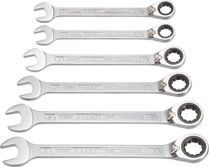 HAZET Ratcheting combination wrench set 606/6-1 ∙ Outside 12-point traction profile ∙∙ 21 – 32 ∙ Number of tools: 6