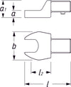 HAZET Insert open-end wrench 6450D-15 ∙ Insert square 14 x 18 mm ∙ Outside hexagon profile ∙ 15 mm