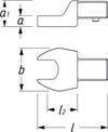 HAZET Insert open-end wrench 6450D-13 ∙ Insert square 14 x 18 mm ∙ Outside hexagon profile ∙ 13 mm