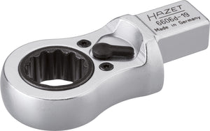 HAZET Ratcheting insert box-end wrench 6606D-19 ∙ Insert square 14 x 18 mm ∙ Outside 12-point profile ∙ 19 mm