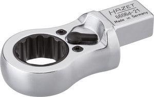 HAZET Ratcheting insert box-end wrench 6606D-21 ∙ Insert square 14 x 18 mm ∙ Outside 12-point profile ∙ 21 mm