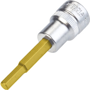 HAZET Screwdriver socket 8801A-3/16 ∙ Square, hollow 10 mm (3/8 inch) ∙ Inside hexagon profile ∙∙ 3⁄16 ″