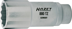 HAZET Socket (12-point) 880TZ-12 ∙ Square, hollow 10 mm (3/8 inch) ∙ Outside 12-point traction profile ∙ 12 mm