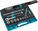 HAZET Socket set 880ZN-1 ∙ Square, hollow 10 mm (3/8 inch) ∙ Outside 12-point traction profile ∙ Number of tools: 16