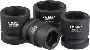 HAZET Impact socket set 900SK/4 ∙ Square, hollow 12.5 mm (1/2 inch) ∙ Outside hexagon Traction profile ∙∙ 13 ∙ 17 ∙ 19 ∙ 21 ∙ Number of tools: 4