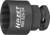 HAZET Impact socket (12-point) 900SZ6-19 ∙ Square, hollow 12.5 mm (1/2 inch), Outside hexagon 24 mm ∙ Outside 12-point traction profile ∙ 19 mm
