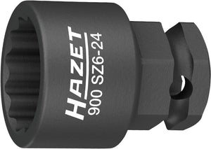 HAZET Impact socket (12-point) 900SZ6-27 ∙ Square, hollow 12.5 mm (1/2 inch), Outside hexagon 24 mm ∙ Outside 12-point traction profile ∙ 27 mm
