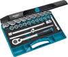 HAZET Socket set 900Z ∙ Square, hollow 12.5 mm (1/2 inch) ∙ Outside 12-point traction profile ∙ Number of tools: 25