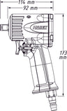 HAZET Impact wrench ∙ extra short 9011M ∙ Maximum loosening torque: 461 Nm ∙ Square, solid 10 mm (3/8 inch) ∙ Single hammer striking mechanism