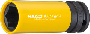 HAZET Impact socket (6-point) 903SLG-19 ∙ Square, hollow 12.5 mm (1/2 inch) ∙ Outside hexagon Traction profile ∙ 19 mm