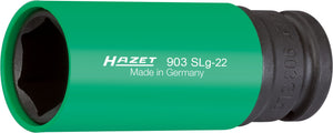 HAZET Impact socket (6-point) 903SLG-22 ∙ Square, hollow 12.5 mm (1/2 inch) ∙ Outside hexagon Traction profile ∙ 22 mm