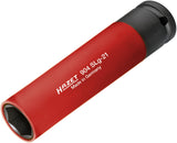 HAZET Impact socket (6-point) ∙ extra long 904SLG-21 ∙ Square, hollow 12.5 mm (1/2 inch) ∙ Outside hexagon Traction profile ∙ 21 mm
