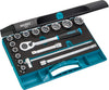 HAZET Socket set 906 ∙ Square, hollow 12.5 mm (1/2 inch) ∙ Outside hexagon Traction profile ∙ Number of tools: 17