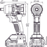 HAZET Mini cordless impact wrench 18 V 9212M-010 ∙ Maximum loosening torque: 270 Nm ∙ Square, solid 12.5 mm (1/2 inch)