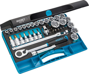 HAZET Socket set 954N ∙ Square, hollow 12.5 mm (1/2 inch) ∙ Outside hexagon Traction profile, Pozidriv profile PZ, Cross recess profile PH, Inside hexagon profile, Inside TORX® profile ∙ Number of tools: 44