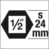 HAZET Impact screwdriver socket 990S-14LG ∙ Square, hollow 12.5 mm (1/2 inch), Outside hexagon 24 mm ∙ Internal serration profile XZN ∙∙ M14