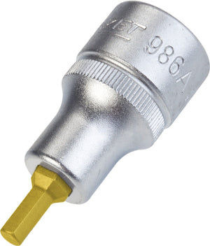 HAZET Screwdriver socket 986A-3/16 ∙ Square, hollow 12.5 mm (1/2 inch) ∙ Inside hexagon profile ∙∙ 3⁄16 ″