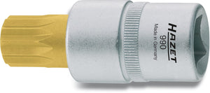 HAZET Screwdriver socket 990-12 ∙ Square, hollow 12.5 mm (1/2 inch) ∙ Internal serration profile XZN ∙∙ M12