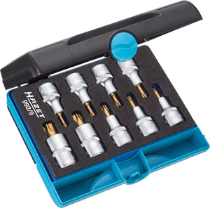 HAZET TORX® screwdriver socket set 992/9 ∙ Square, hollow 12.5 mm (1/2 inch) ∙ Inside TORX® profile ∙∙ T 20 – T 60 ∙ Number of tools: 9