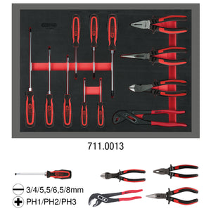 Screwdriver and pliers set, 12 pcs, 1/1 system insert
