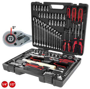 1/4"+1/2" CHROMEplus® Universal tool kit set, 97 pcs.