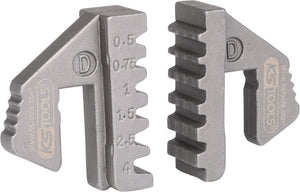 Pair of crimp inserts for wire end ferrules, Ø 0.5 - 4 mm