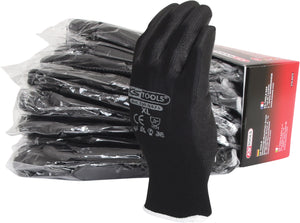 Gloves, micro fine, black, 12 pair, extra long 