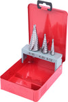 HSS Stepped drill set, in metal case 3 pcs